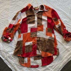 Chicos Colourblock‎ Button Down Blouse Size 1 (US 8)